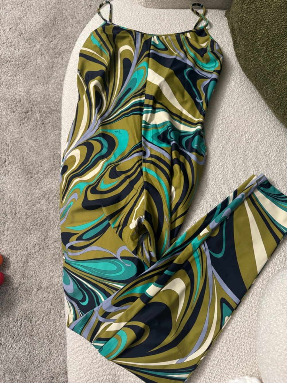 Emilio Pucci Olive, Teal & Navy Printed Jumpsuit